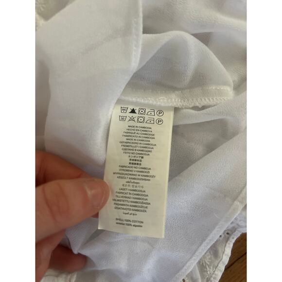 Michael Kors Julia Smocked Eyelet Flutter Dress White S - Picture 7 of 12